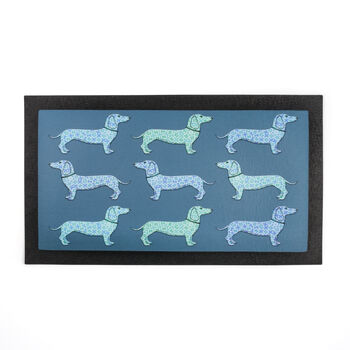 Dachshund Dog Placemat Mat, Blues And Greens, 6 of 8