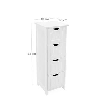 White Slim Storage Cabinet With Four Drawers, 4 of 6