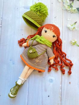 Handmade Curly Ginger Hair Crochet Doll For Kids, 8 of 11