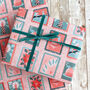 Midcentury Stamps Christmas Wrapping Paper, thumbnail 1 of 3