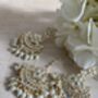 Indian White Gold Plated Kundan Pearl Earrings And Tikka Set, thumbnail 1 of 4