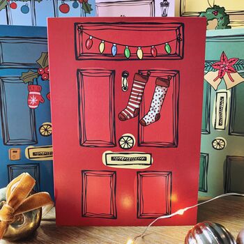 Six Christmas Doors Card Set Recycled, 5 of 9