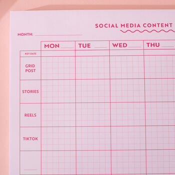 Pink Grid Social Media Weekly A4 Planner Pad, 6 of 8