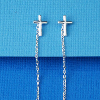 Unisex Cross Threader Earrings, 2 of 6