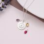 Sterling Silver Wreath Initial Birthstone Necklace, thumbnail 4 of 5