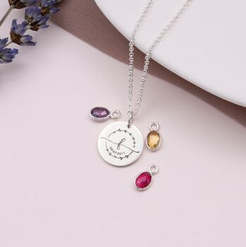 Sterling Silver Wreath Initial Birthstone Necklace, 4 of 5
