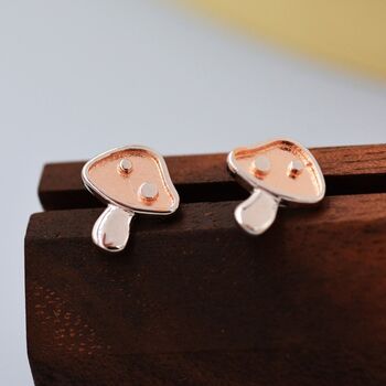 Dotted Mushroom Stud Earrings In Sterling Silver, 3 of 11