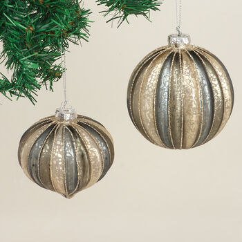 G Decor Glass Grey And Gold Mottled Christmas Baubles, 2 of 6