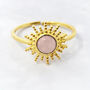 Rose Quartz October Birthstone Sun Gold Plated Ring, thumbnail 1 of 5