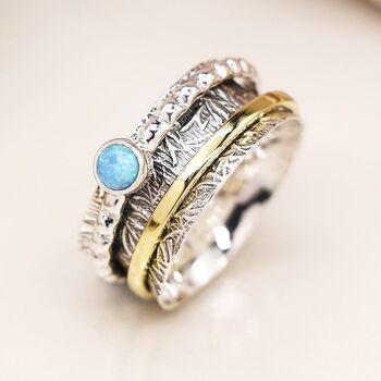 Personalised Sterling Silver Tropical Opal Spinner Ring, 4 of 11
