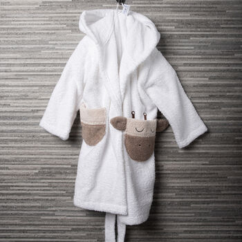 Toddler Hooded Bathrobe With Embroidered Giraffe, 2 of 3