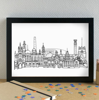 Bradford Skyline Cityscape Art Print Unframed By Becka Griffin Illustration
