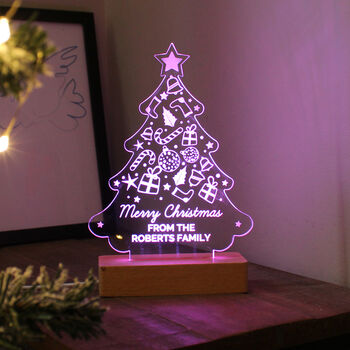 Personalised Christmas Tree Wooden Based LED Christmas Light, 5 of 12