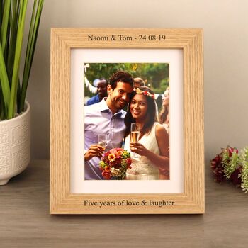 Personalised Solid Oak Mounted Photo Frame With Size Options, 2 of 8