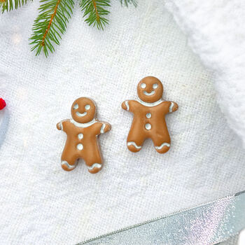 Gingerbread Christmas Polymer Clay Earrings, 3 of 5