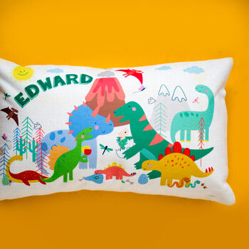 Bedtime Reading Personalised Dinosaur Cushion, 2 of 6