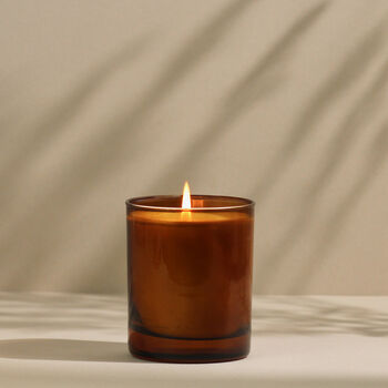 Handmade Sandalwood Amber Glass Candle, 3 of 4