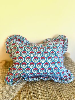 Indian Blockprint Cushion, Boho Cushion, Housewarming Gift, 2 of 3