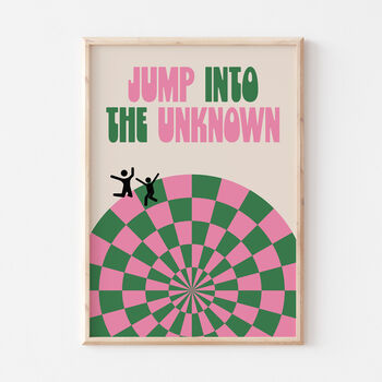 Checkered Jump Into The Unknown Typographic Print, 2 of 4