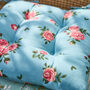 Set Of Two Tie On Blue Rose Seat Pads, thumbnail 3 of 4