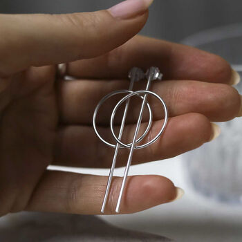 Sterling Silver Ring And Bar Stud Earrings, 8 of 9