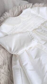 Unisex Long Sleeved Silk Christening Gown | Paris, 8 of 12