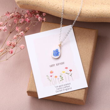 Birth Flower Enamel Pendant Necklace, 2 of 8