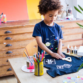 Personalised Kids Black T Shirt Painting Craft Kit, 7 of 9