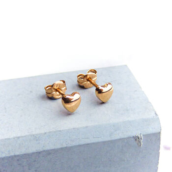 Rose Gold Heart Stud Earrings, 3 of 3