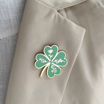 Four Leaf Clover Lucky Enamel Pin, 6 of 12