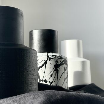 Black Funnel Neck Textured Ceramic Vase, 3 of 3