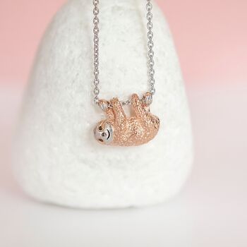 18ct Rose Gold Plated Sloth Necklace, 4 of 12