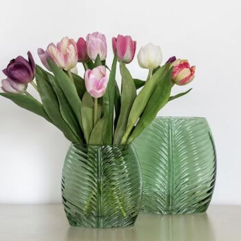 Leaf Design Glass Vase, 2 of 3