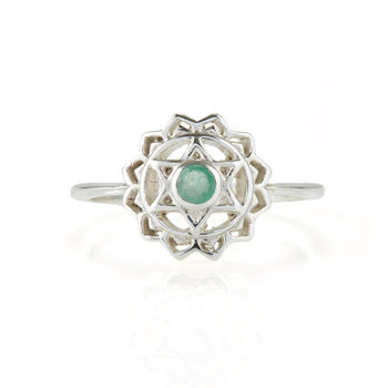 Heart Chakra Emerald Ring Silver Or Gold Plated, 5 of 11