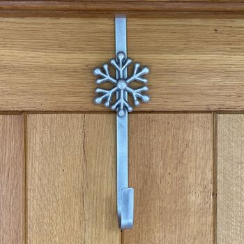 Snowflake Silver Metal Christmas Wreath Door Hanger, 2 of 2