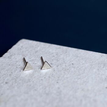 Sterling Silver Triangle Stud Earrings, 4 of 8