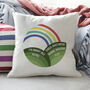 Personalised Birth Announcement Rainbow Cushion, thumbnail 1 of 2