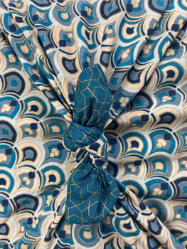 Fabric Gift Wrap Reusable Furoshiki Art Deco, Ocean, 6 of 7