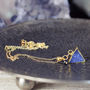 Blue Druzy And Sapphire Triangle Necklace, thumbnail 2 of 10