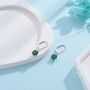 Emerald Green Cz Lever Back Hoop In Sterling Silver, thumbnail 7 of 12