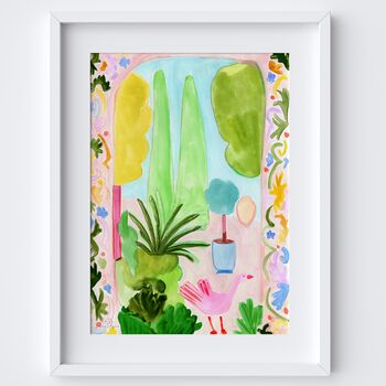 The Pink Arch Perch Painted Garden Scene Art Print, 2 of 2