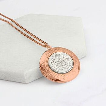 1928 To 1967 Personalised Sixpence Locket Necklace, 9 of 10