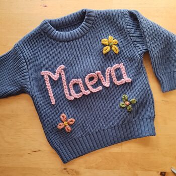 Personalised Baby And Children's Embroidered Knitted Jumper, 5 of 11