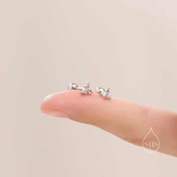 Sterling Silver Three Dot Ab Crystal Trio Screw Back Earrings, 5 of 10
