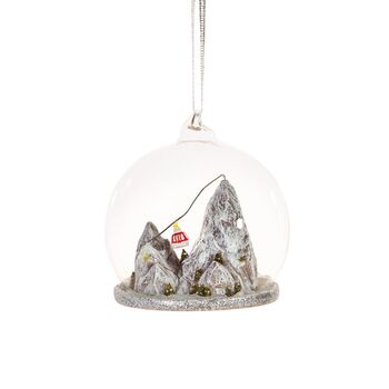 Glass Ski Mountain Globe Christmas Tree Decoration, 2 of 3