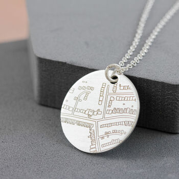 Custom Street Map Recycled Silver Necklace, 5 of 11