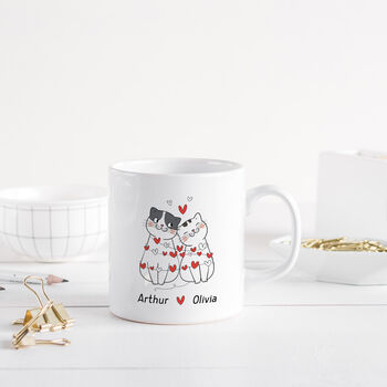 Personalised Cat Couple Mug Gift With Names, 5 of 8