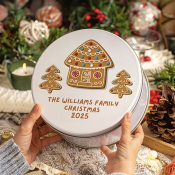 Personalised Gingerbread Family House Cake Tin, 3 of 3