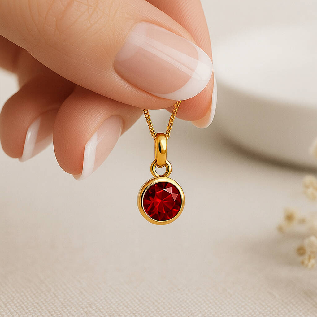 Personalised Gold Plated Sterling Silver Garnet Pendant Necklace: January Birthstone, 1 of 12