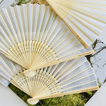 Personalised White Portable Silk Fan Gift For Women, 2 of 12